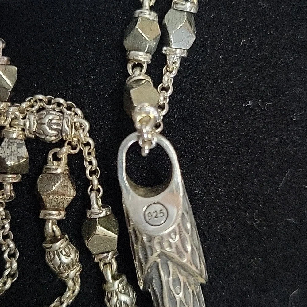John Hardy Naga Silver Pendant & Pyrite Necklace - Picture 8 of 12